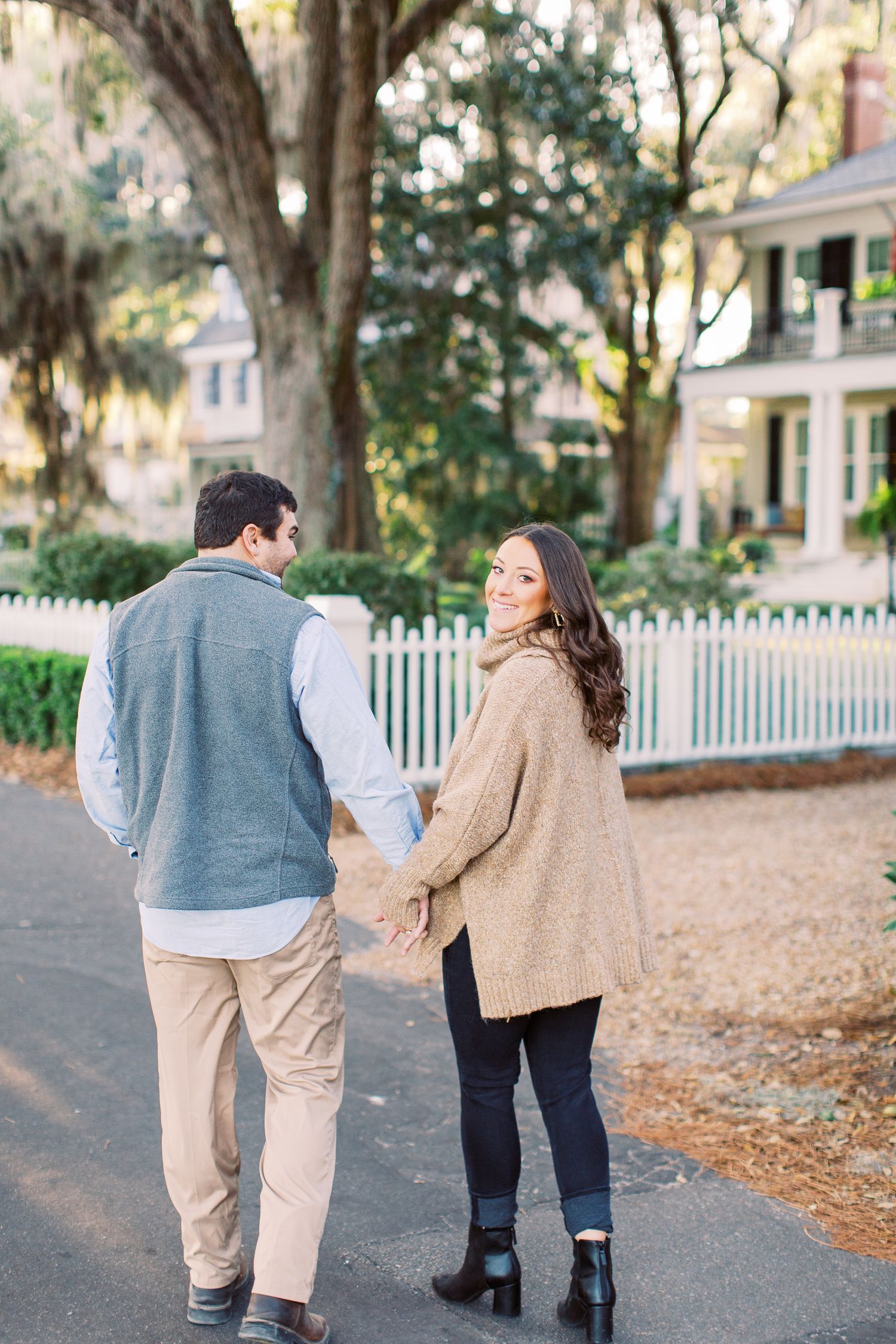engagement session on bluff drive in savannah, ga