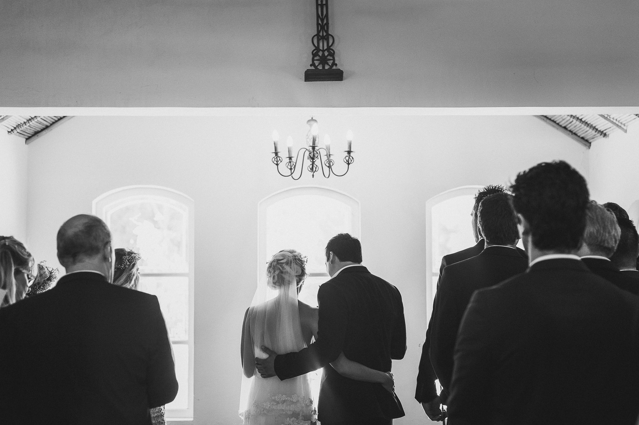 inside the historic chapel during the wedding ceremony