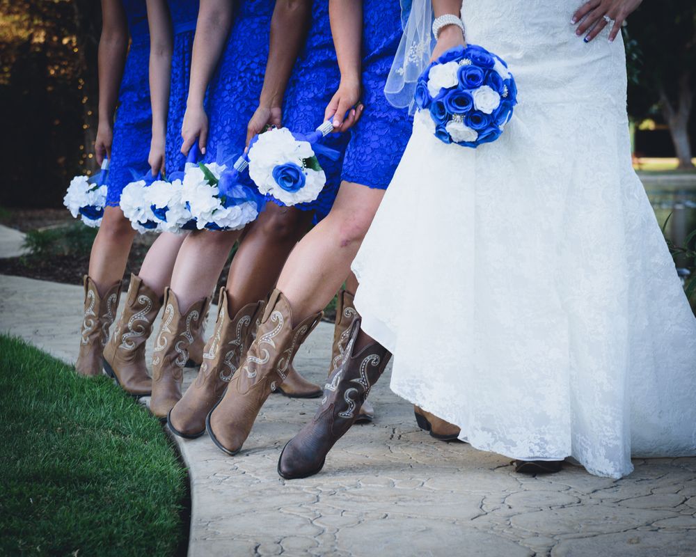 bridal party wearing cowboy boots