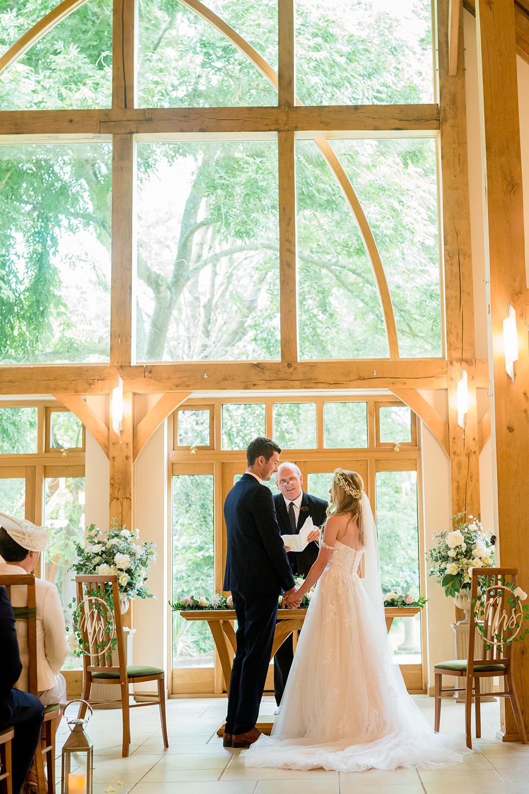 big window barn ceremony