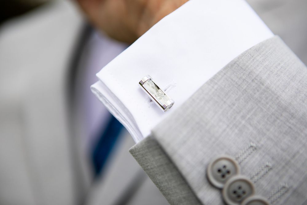 Wedding photography groom details cuff links