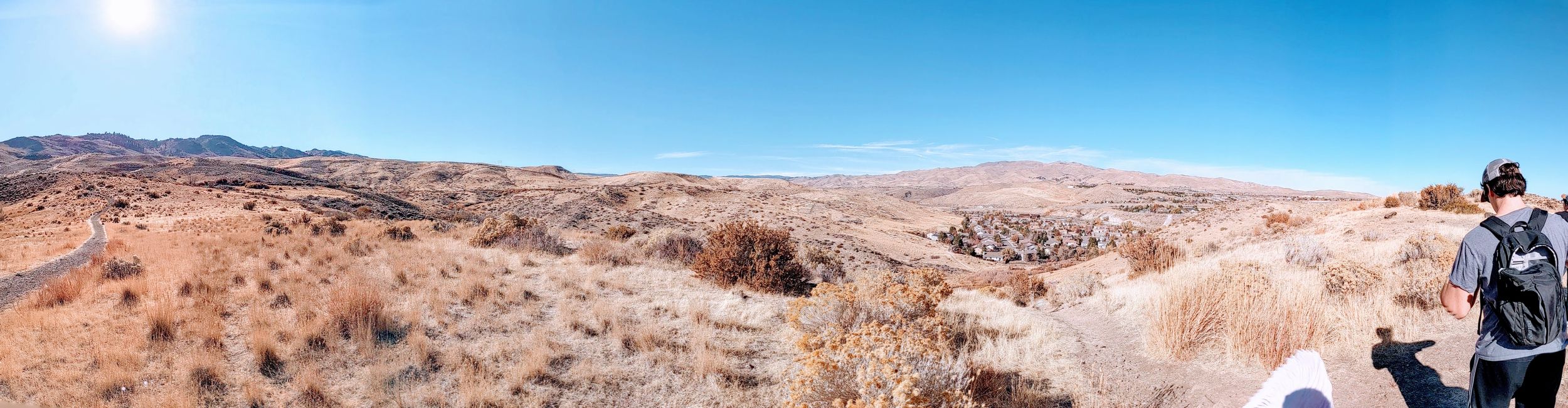 Panoramic photo taken from the top of a hiking trail overlooking Reno, Nevada