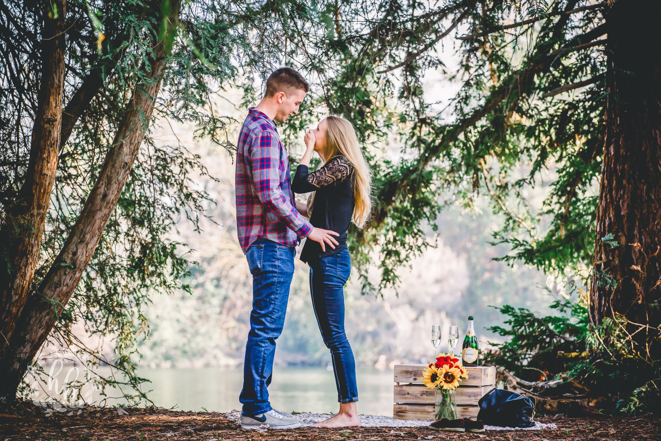 lakeside proposal engagement photos
