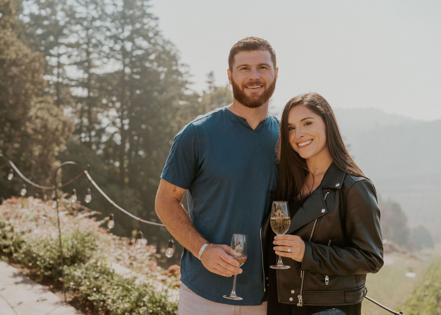 Portrait of the newly engaged couple