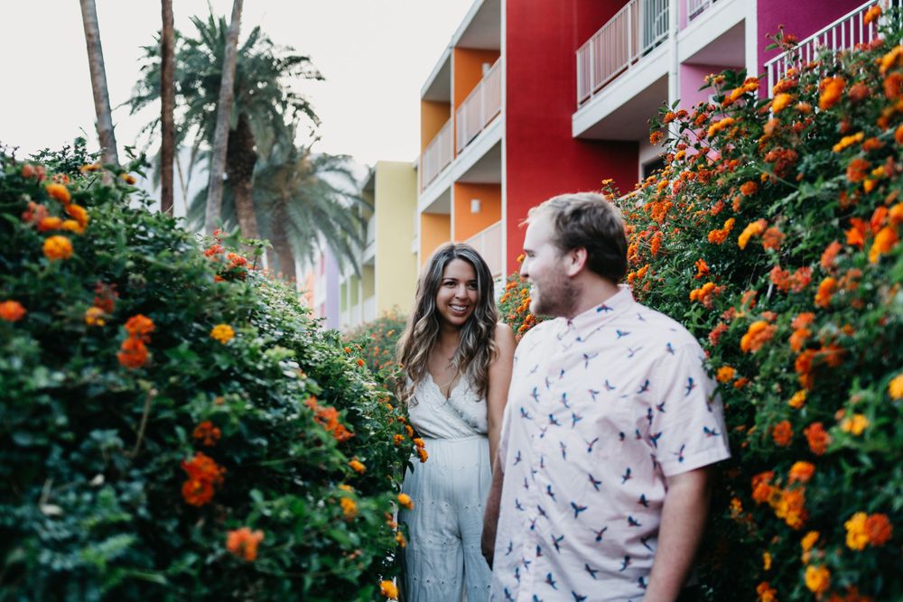 engaged couple at saguaro palm springs hotel