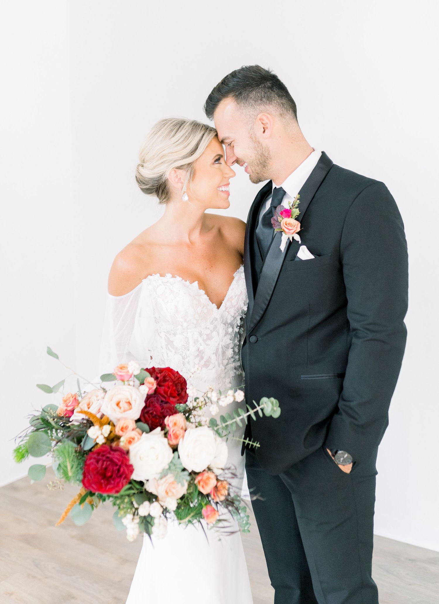 Light and airy 1868 Farmhouse Wedding in Boone, Iowa with Modern Dress bridal gown