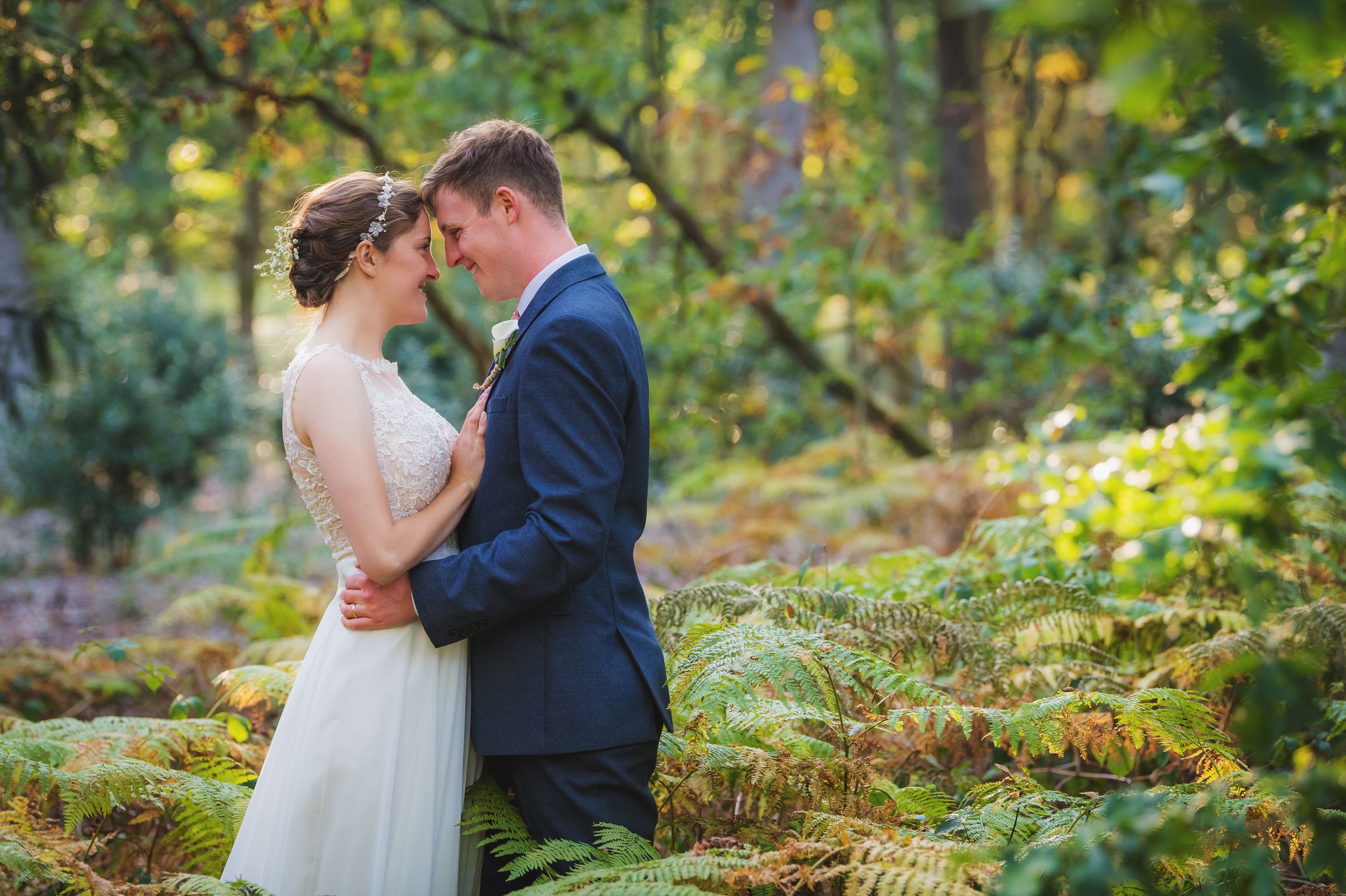 Wedding in Bedfordshire, couple in the woods
