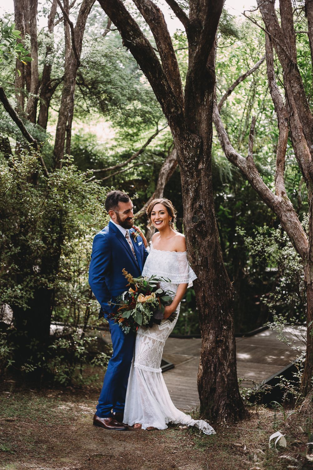 Bride and Groom in bush setting, Tangiaro