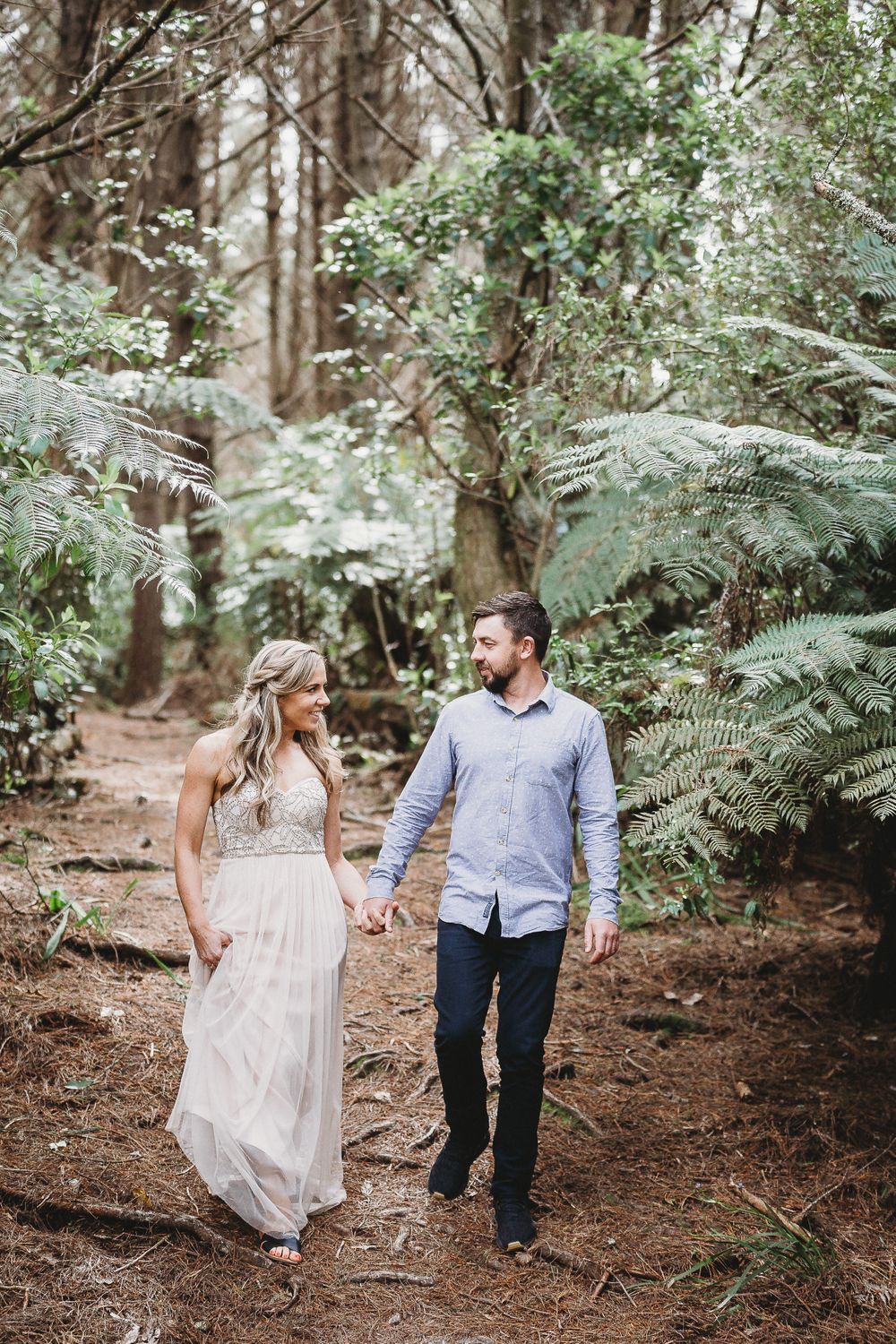 Bridal couple in forest setting