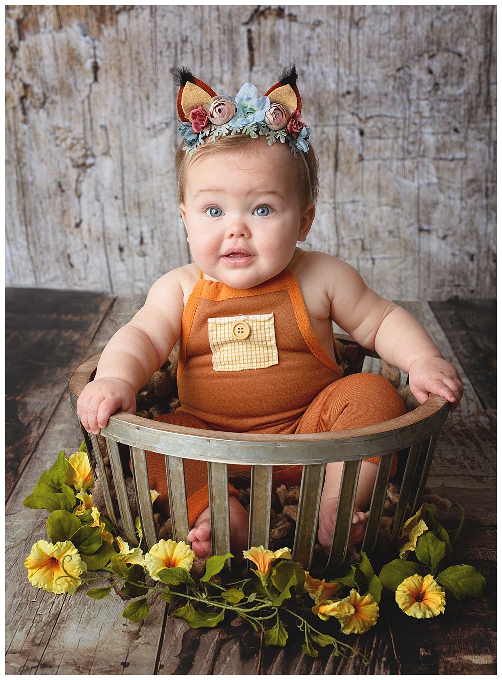 austin newborn photography baby milestone session sitter session six months baby fox
