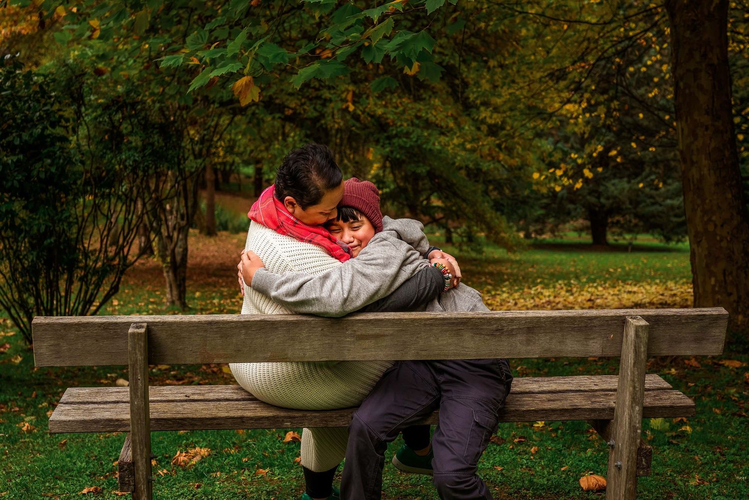 Mother hugging ASD son