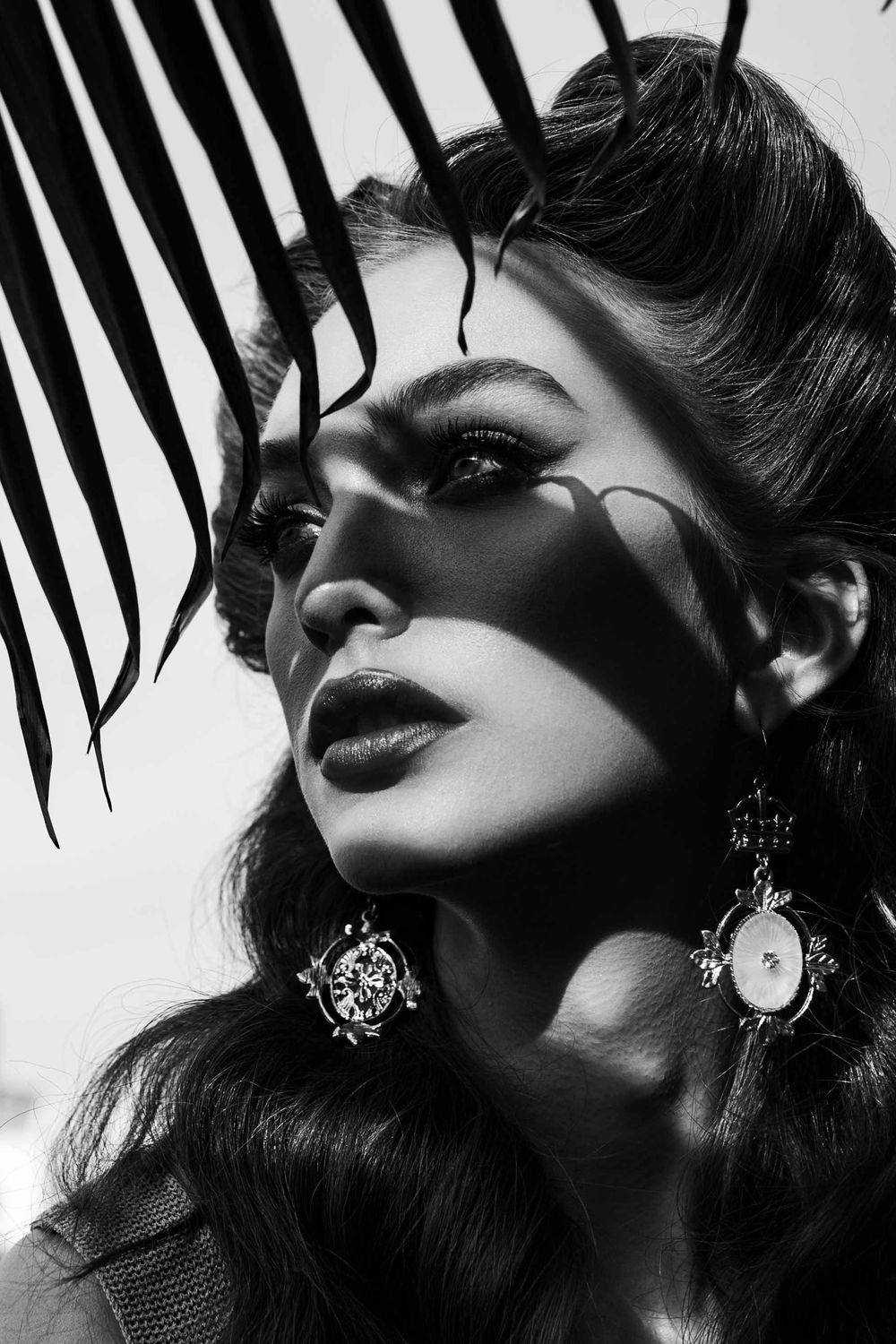 Model Crystal Van Commenee National A-List Magazine Editorial Los Angeles California Rockabilly black and whiteJewelry