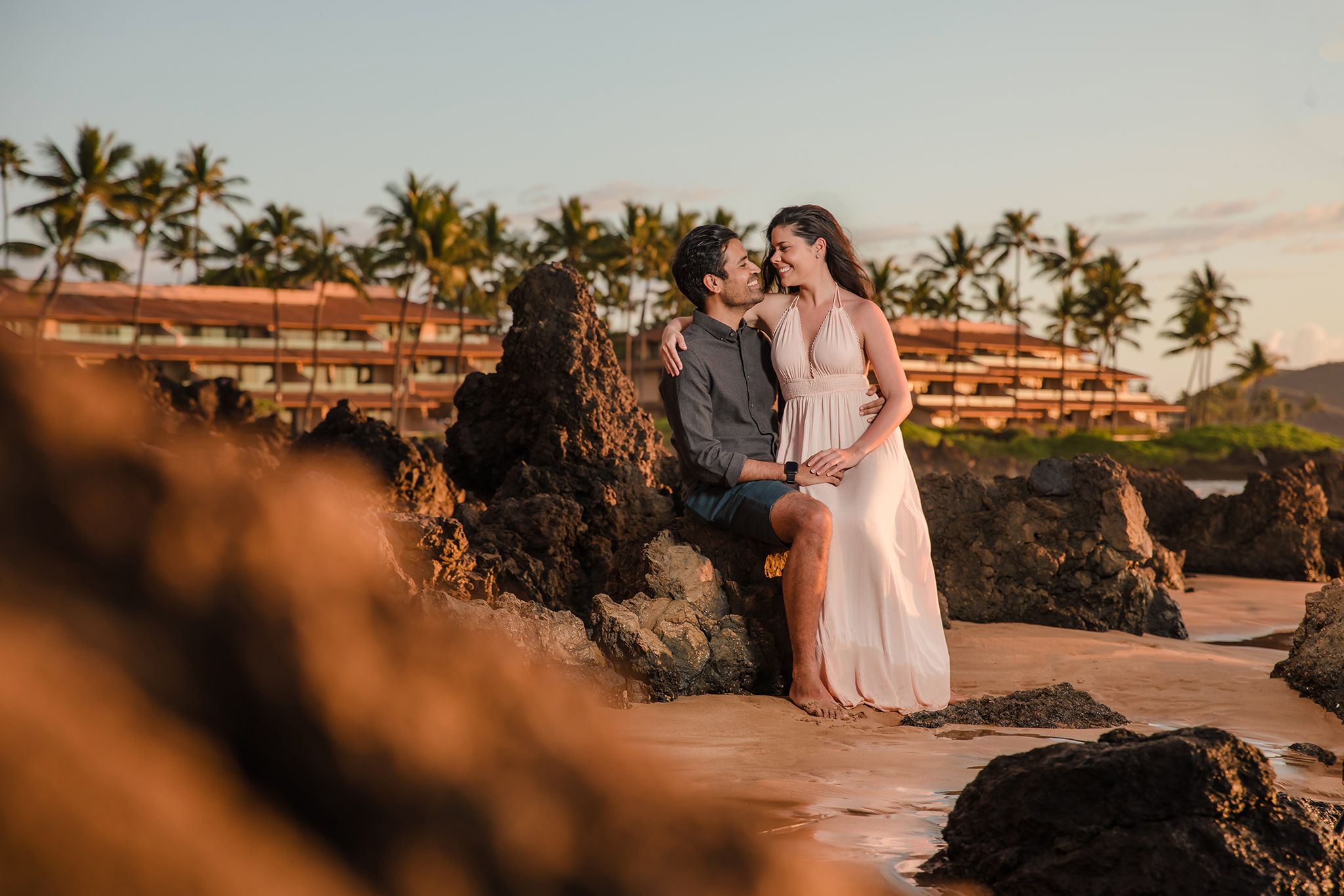 Lava Rock seats for a sunset photoshoot