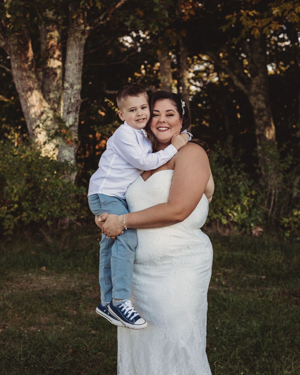 Professional wedding photo - bride and son