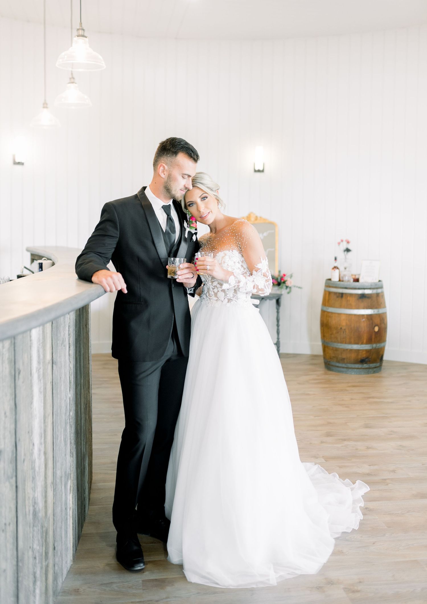 Light and airy 1868 Farmhouse Wedding in Boone, Iowa with Modern Dress gown
