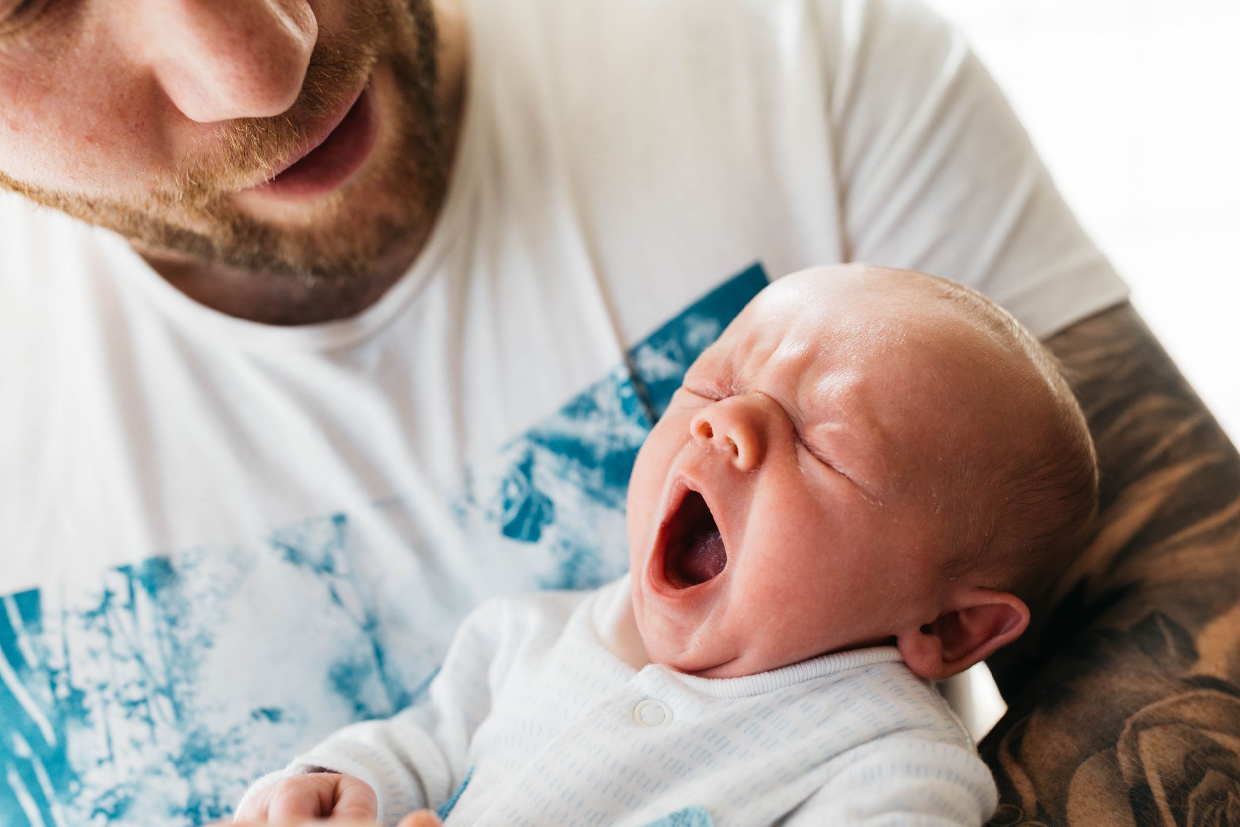 10 day old baby boy yawning