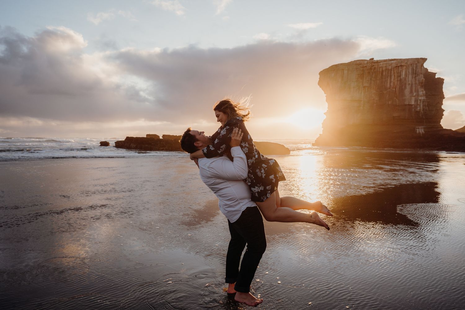 sunset beach engagement shoot