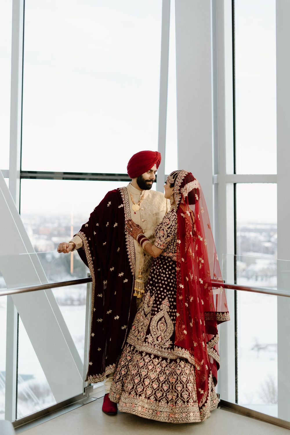 Wedding photos at the Human Rights Museum in Winnipeg, Manitoba