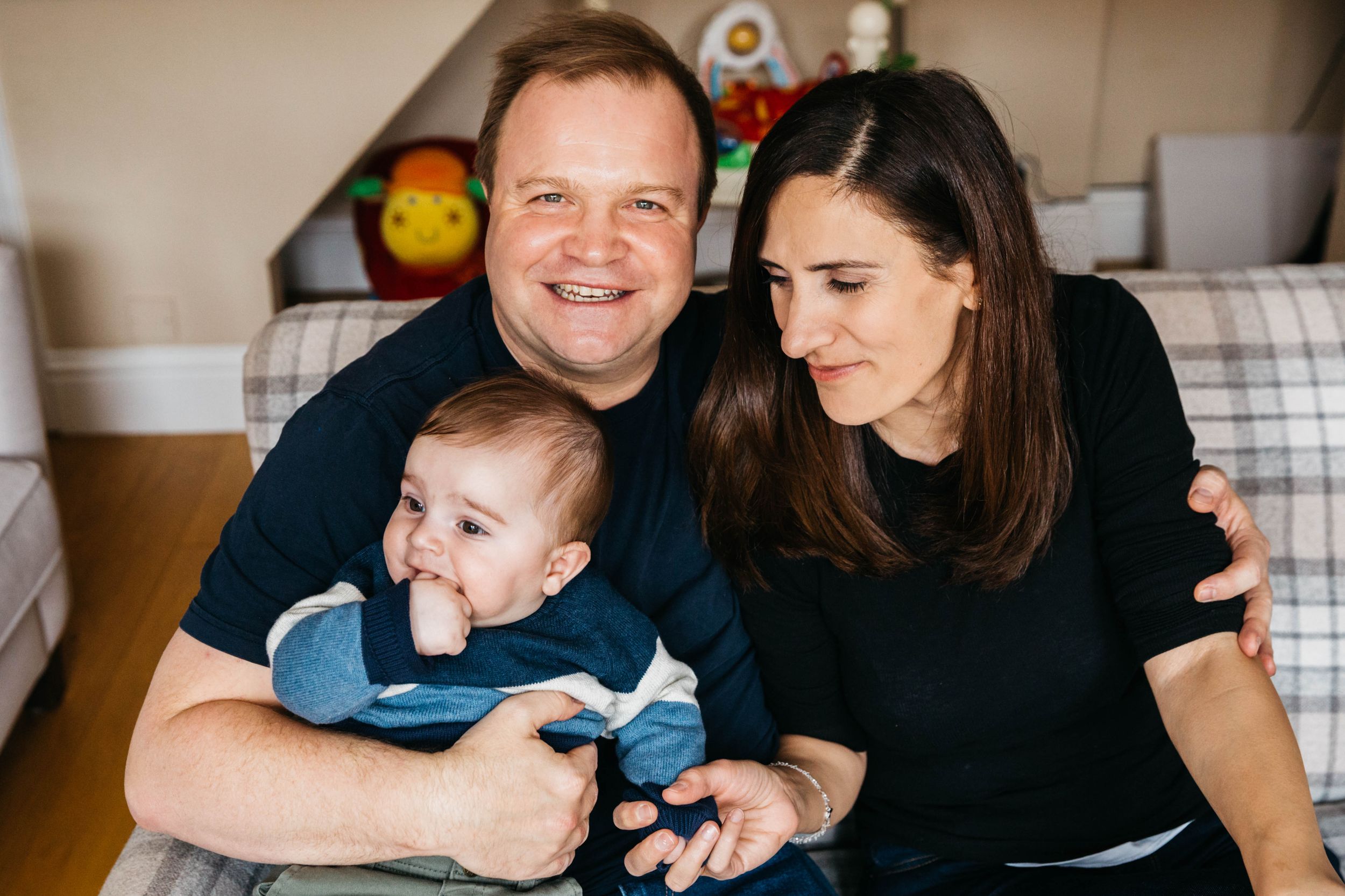 Loughton family of three portrait
