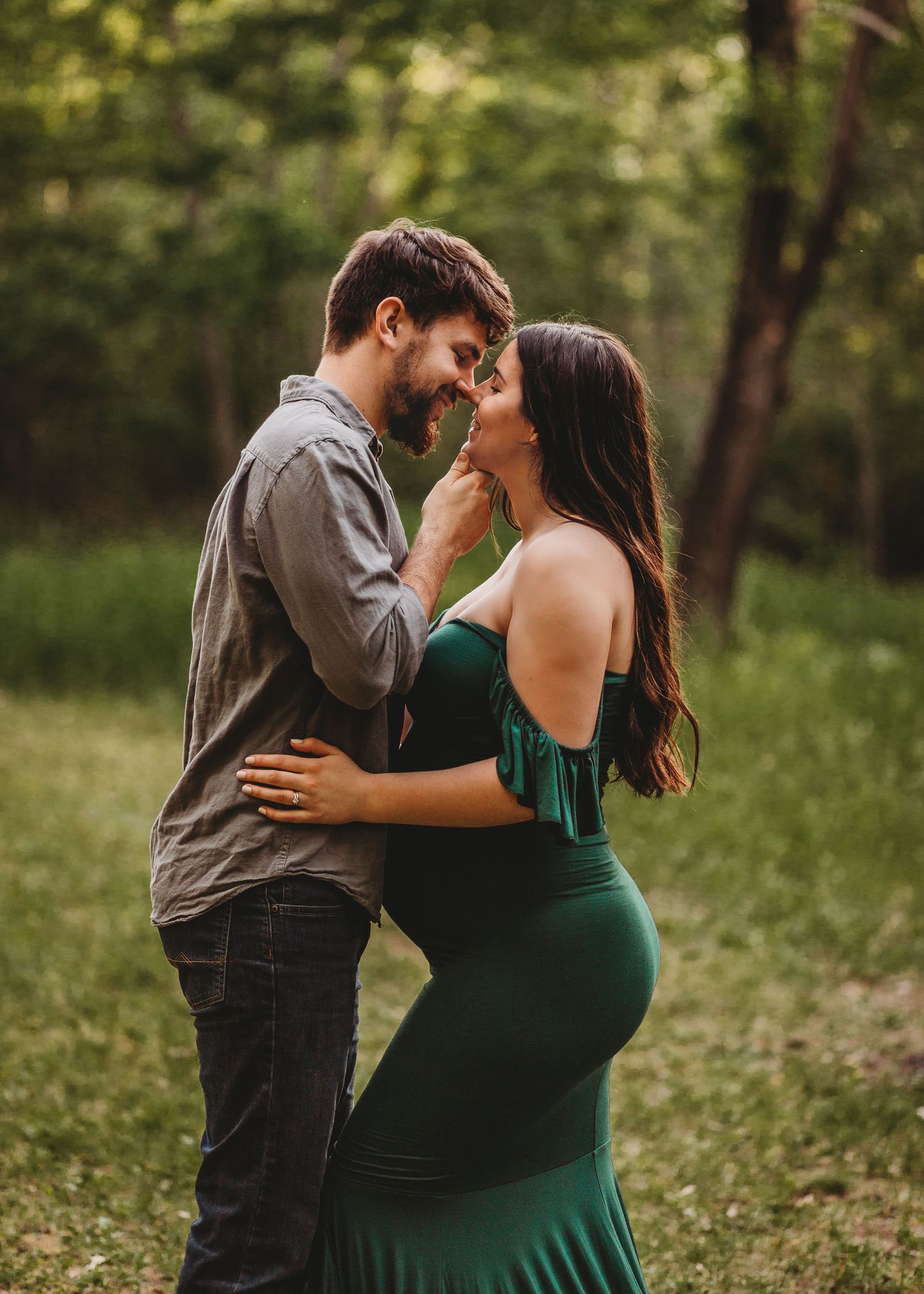 Professional maternity photo outdoors with husband