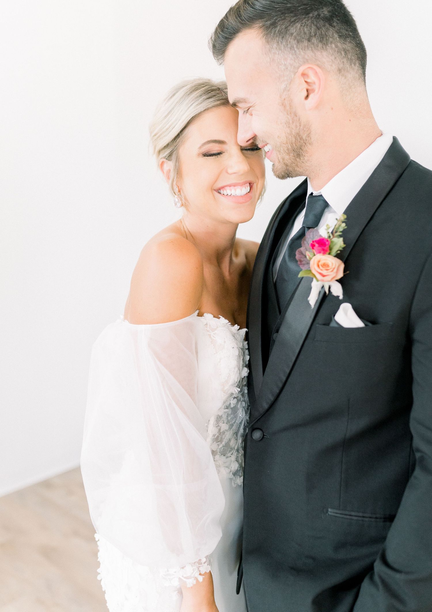 Light and airy 1868 Farmhouse Wedding in Boone, Iowa with Modern Dress bridal gown