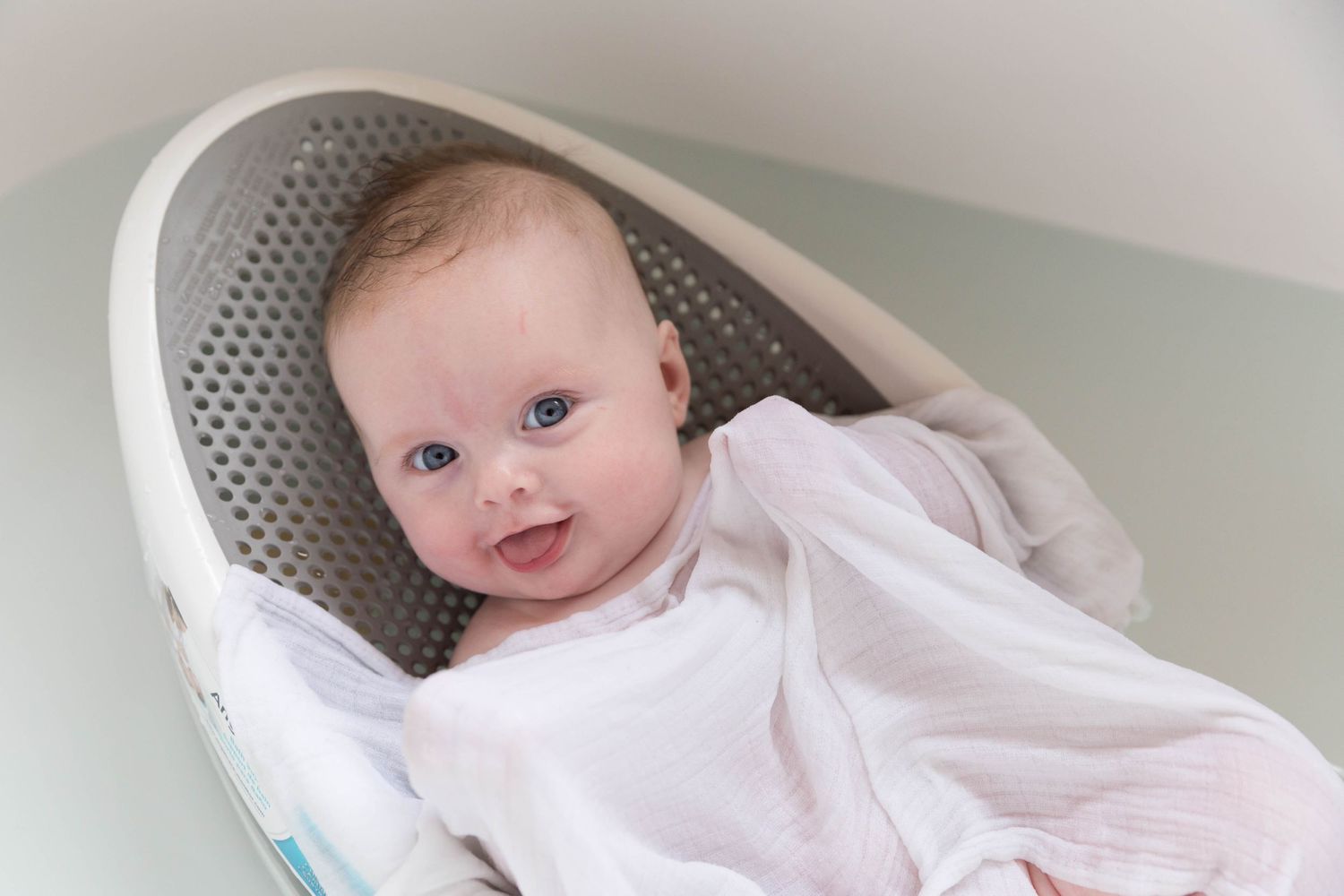 baby girl in bath