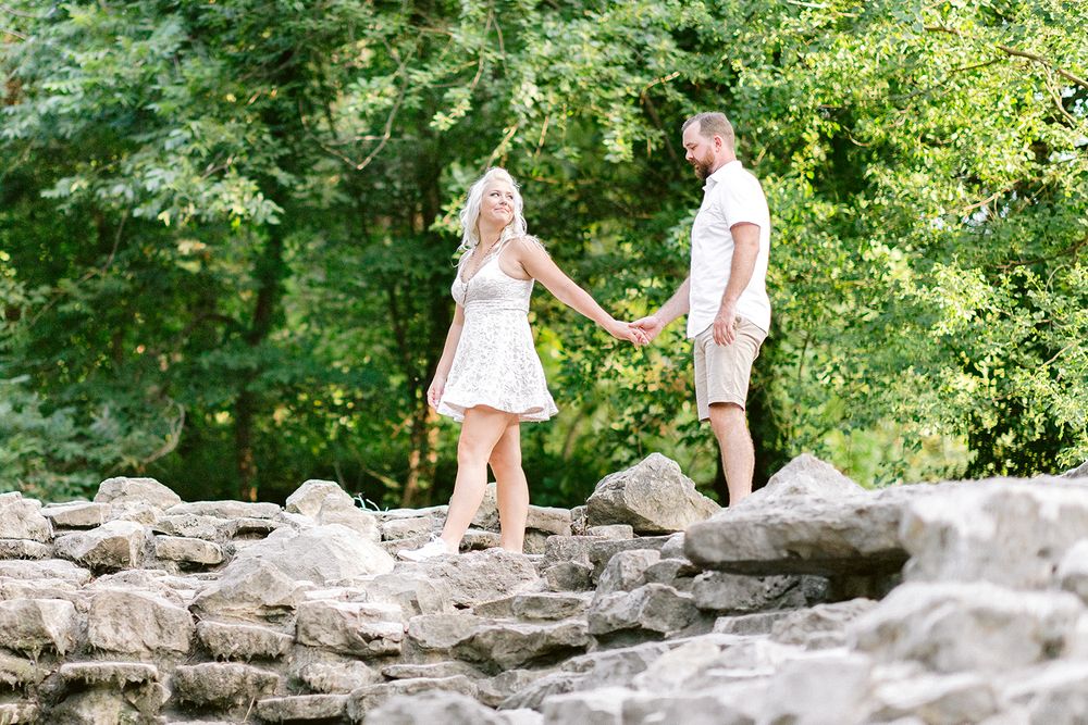 Elizabeth Couch Photography Prairie creek engagement photos waterfall greenery