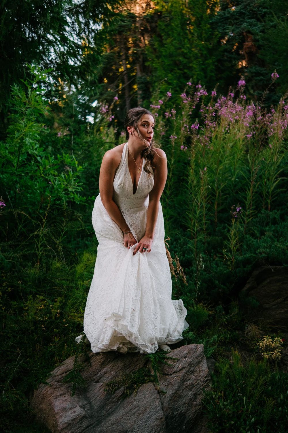 Marylin Monroe styled bride at Ohme Gardens In Wenatchee, WA
