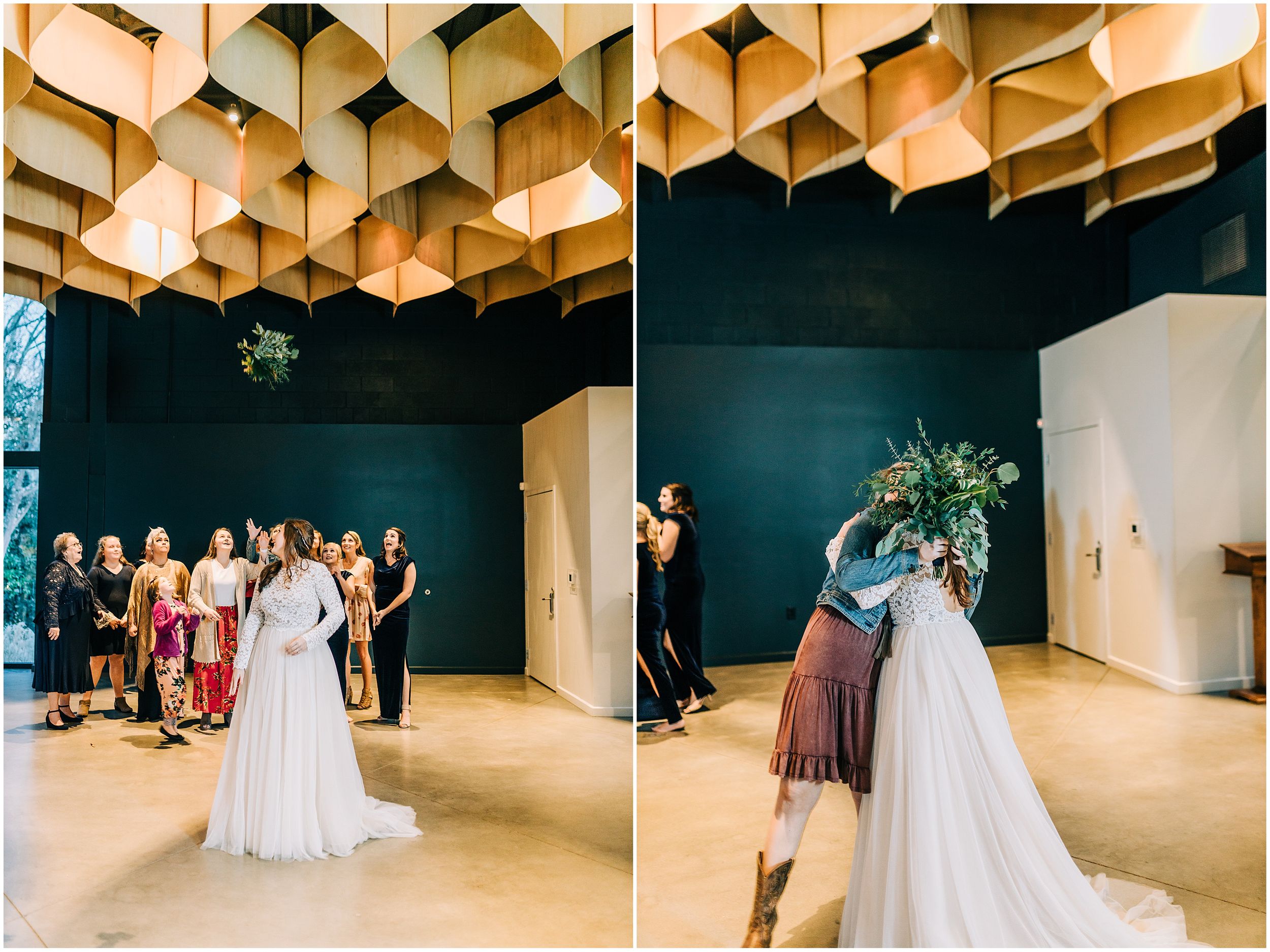 Bride throwing bouquet at Knoxville Tennessee Wedding