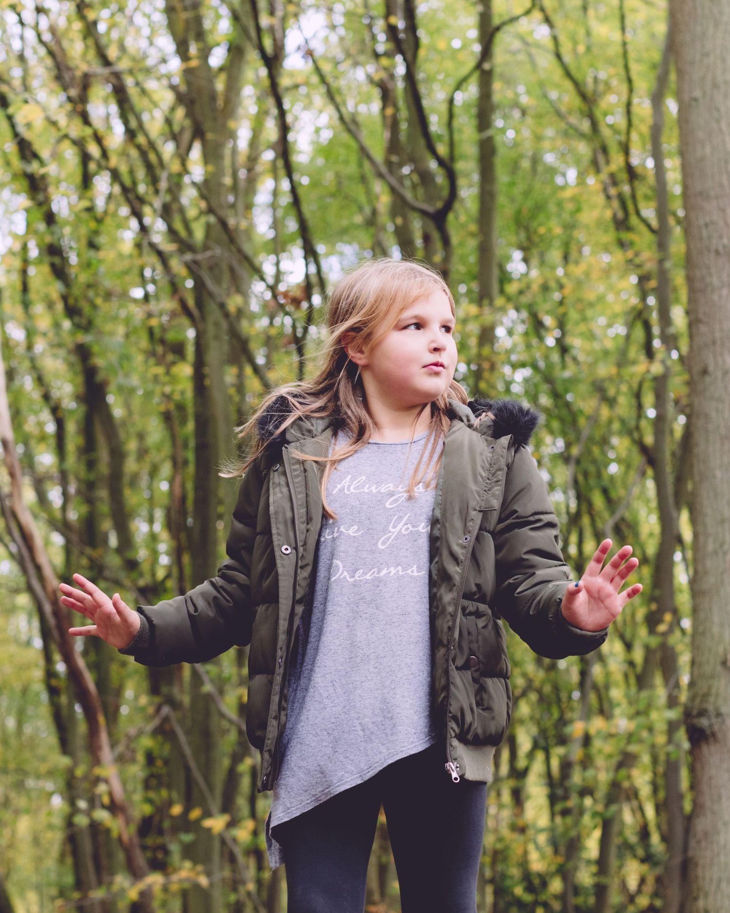 cool teenage girl in the woods
