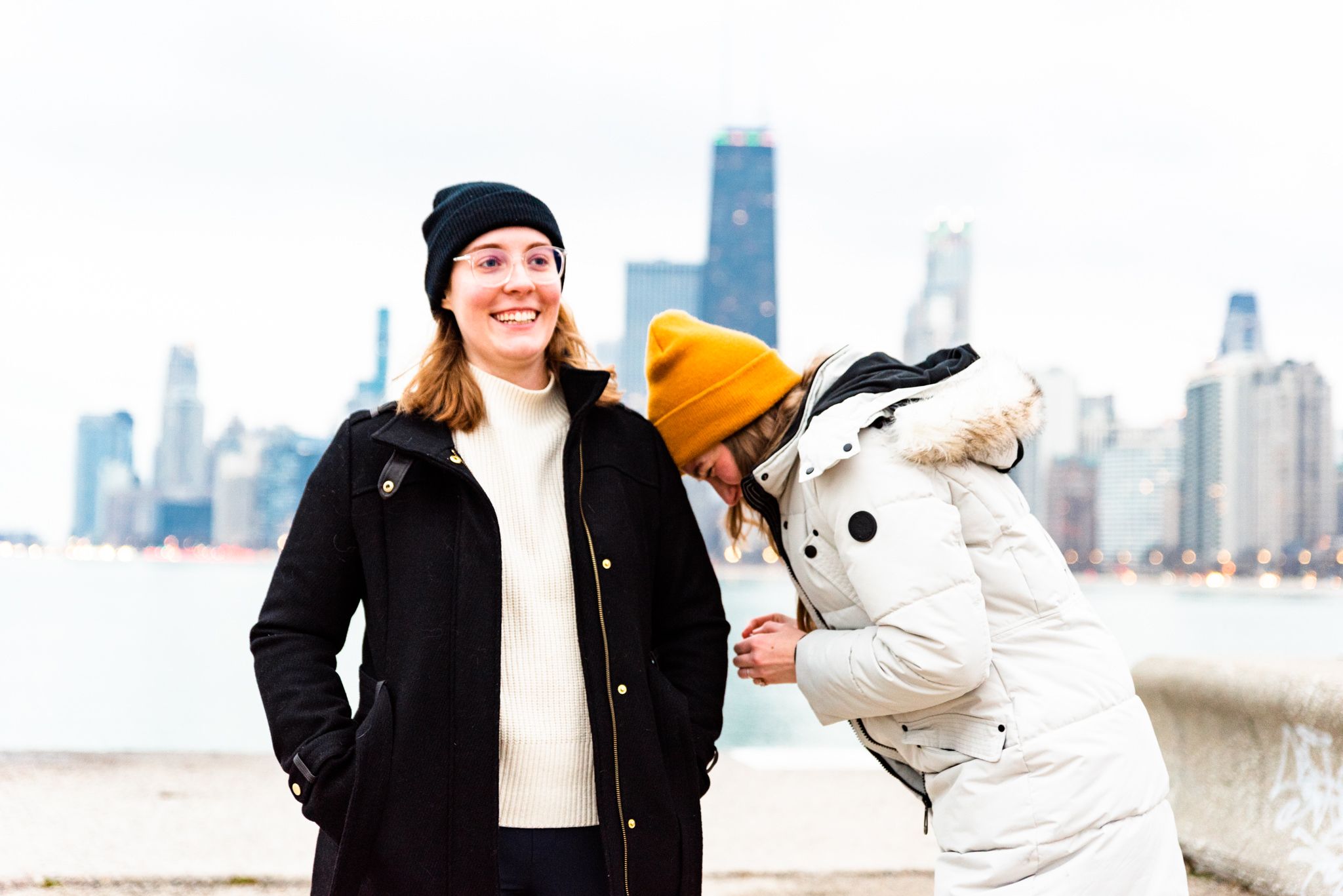 North Avenue Beach proposal same sex couple laughing