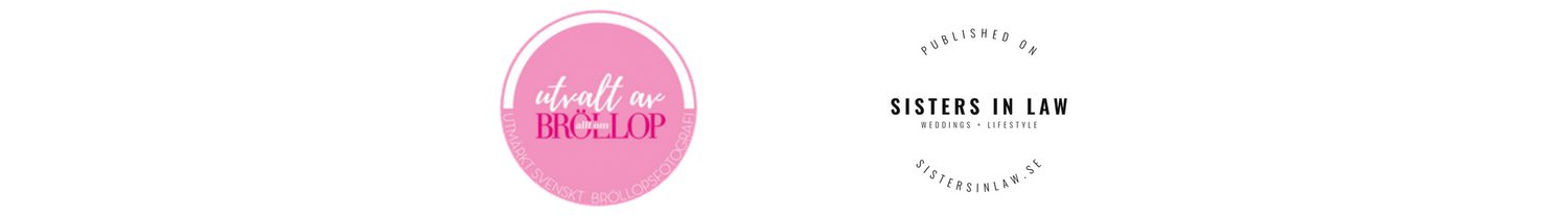Två minimalistiska rosa och vita affärslogotyper sida vid sida. Allt om Bröllop, Sisters in Law