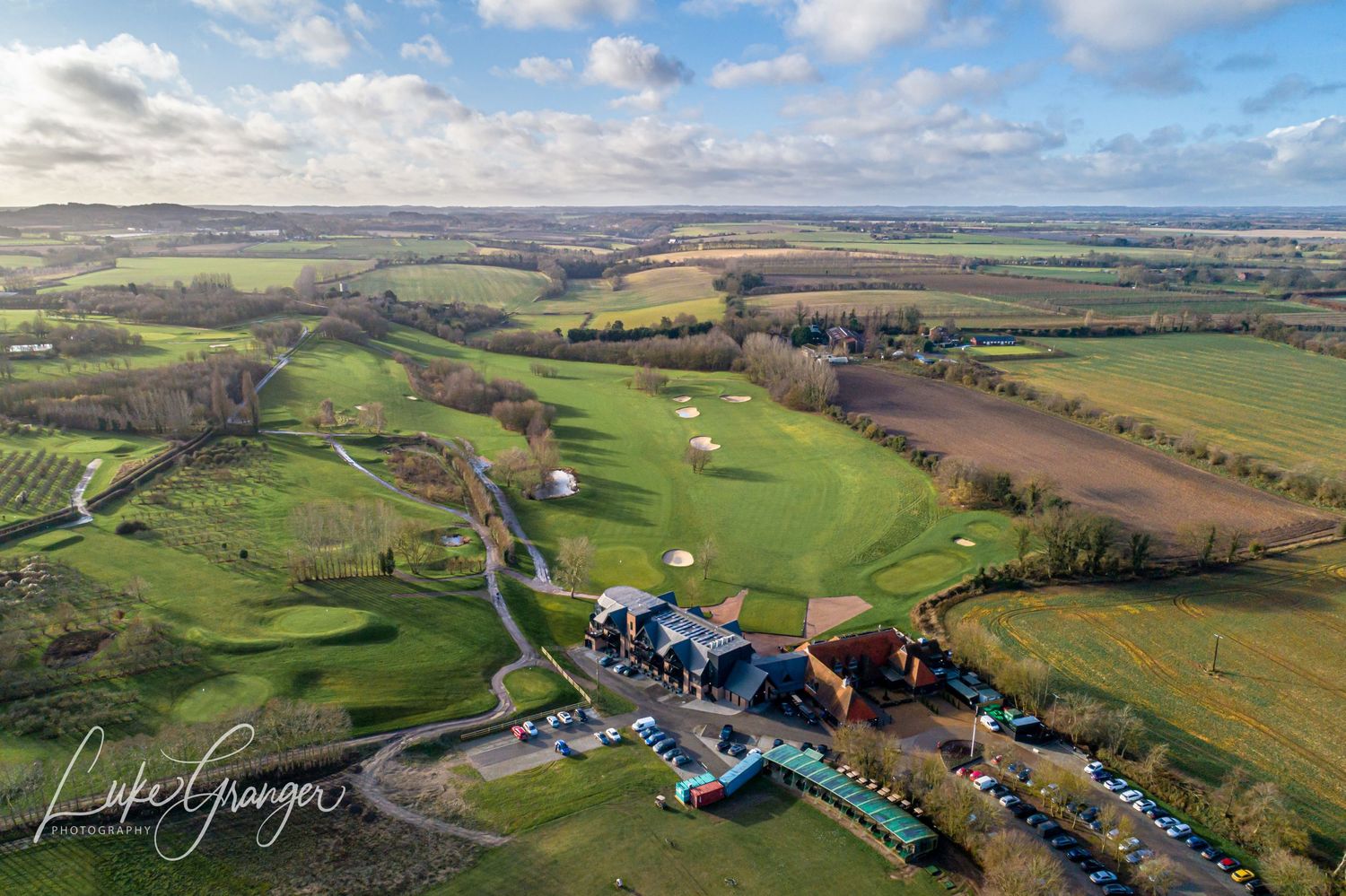aerial drone photo of the cave hotel showing the golf course