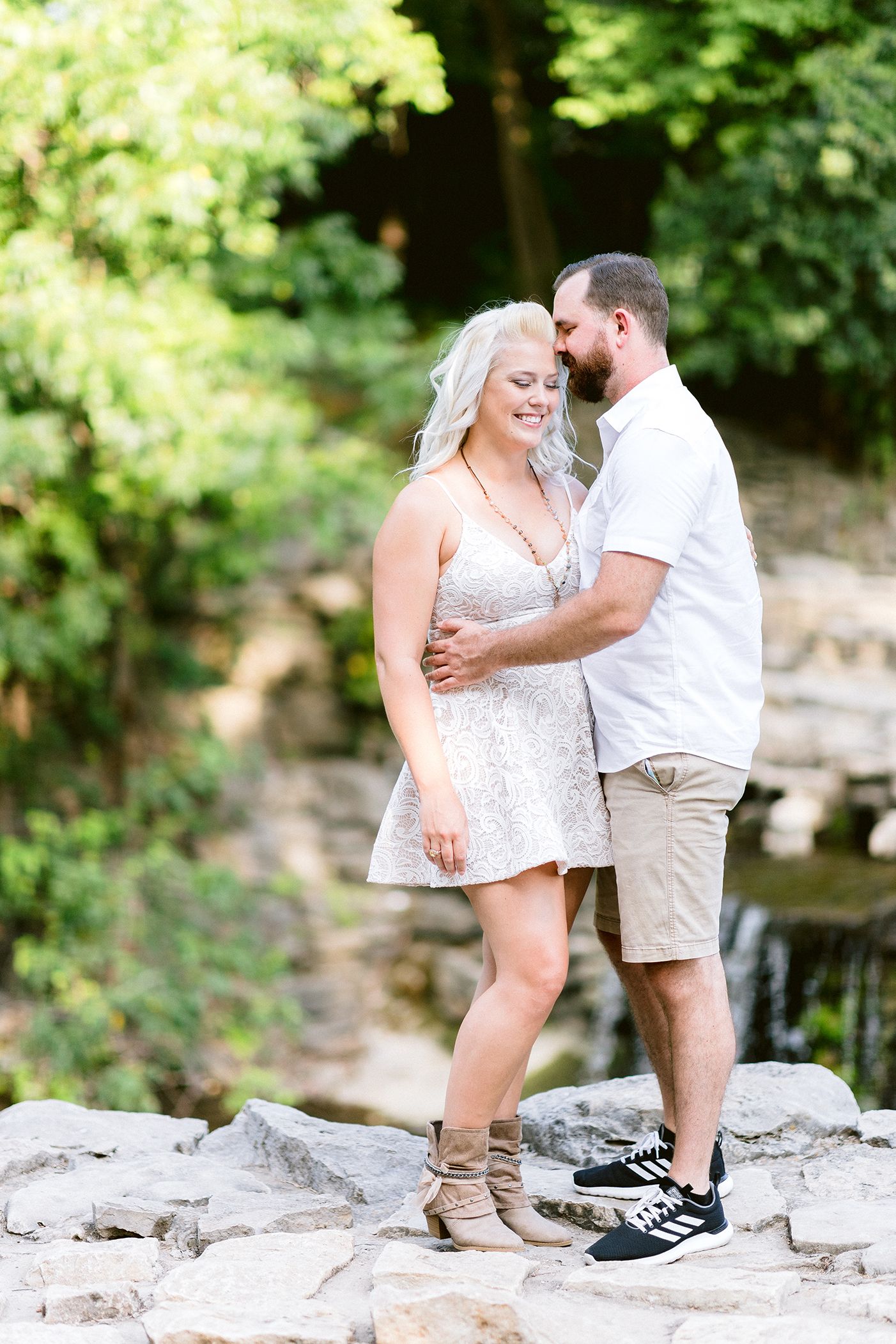 Elizabeth Couch Photography Prairie creek engagement photos waterfall romantic