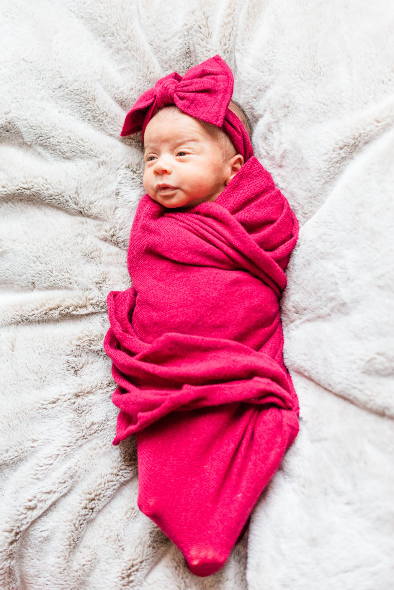 Newborn baby in pink wrap in Pittsburgh, Pennsylvania
