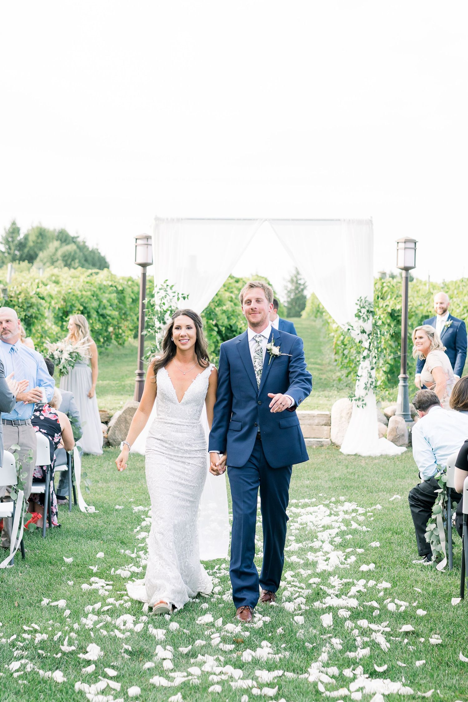 Vineyard photos with white willow events at Prairie Moon Winery wedding in Ames, Iowa