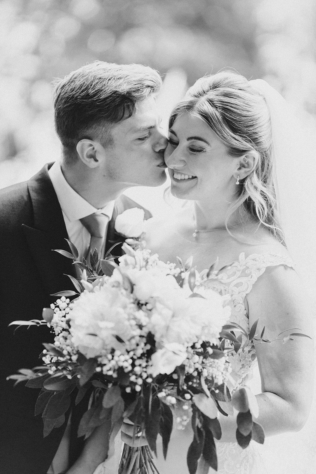 sweet black and white candid moment