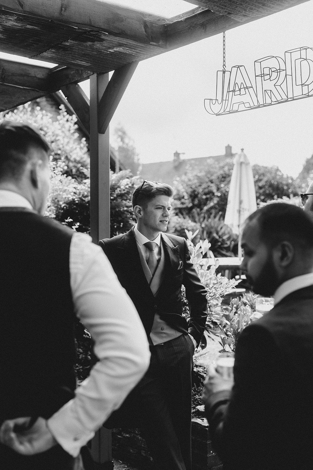 groom pre wedding drinks at pub