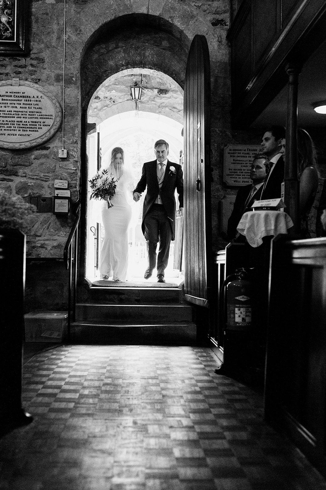 walking into church ceremony