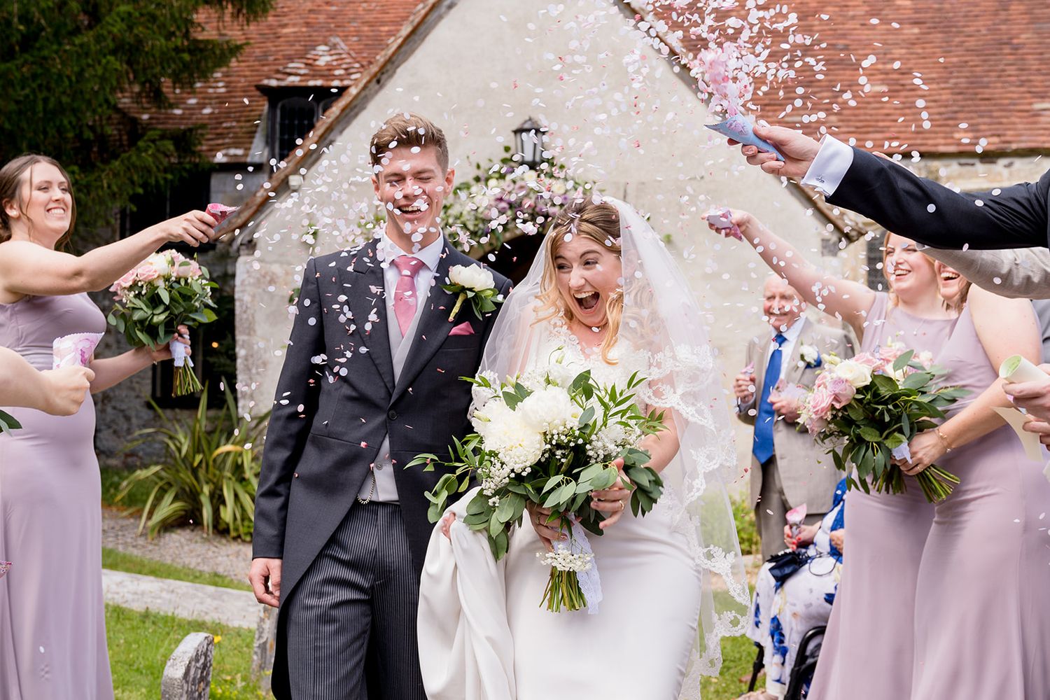 confetti church wedding exit