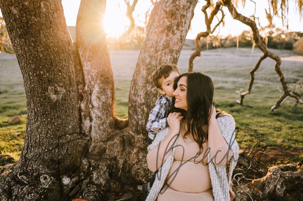 Sonoma County maternity photography session with beautiful pregnant mother, father, daughter, son at sunset