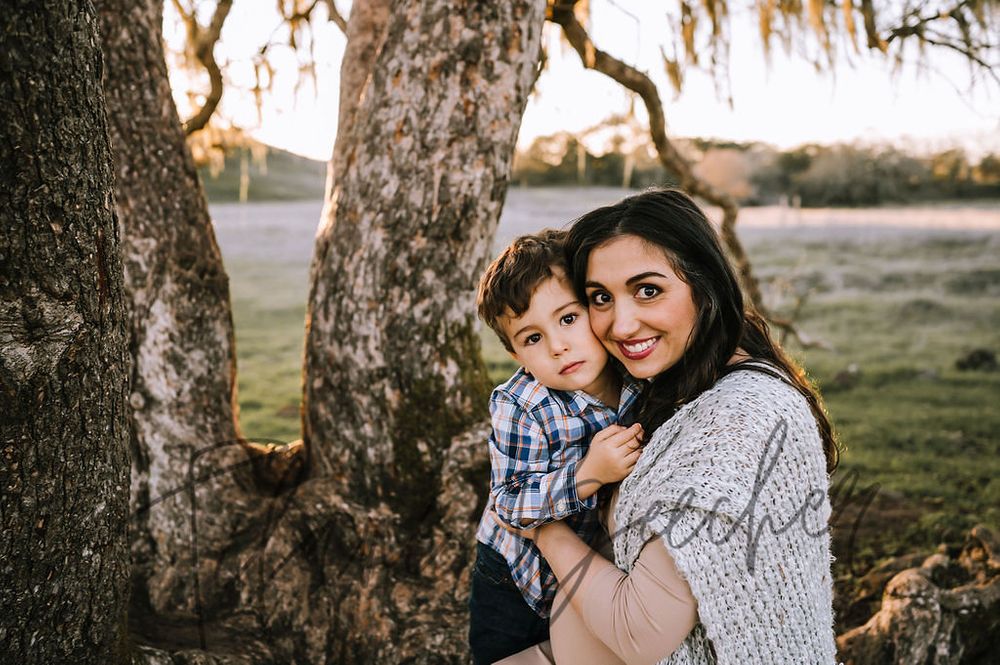 Sonoma County maternity photography session with beautiful pregnant mother, father, daughter, son at sunset