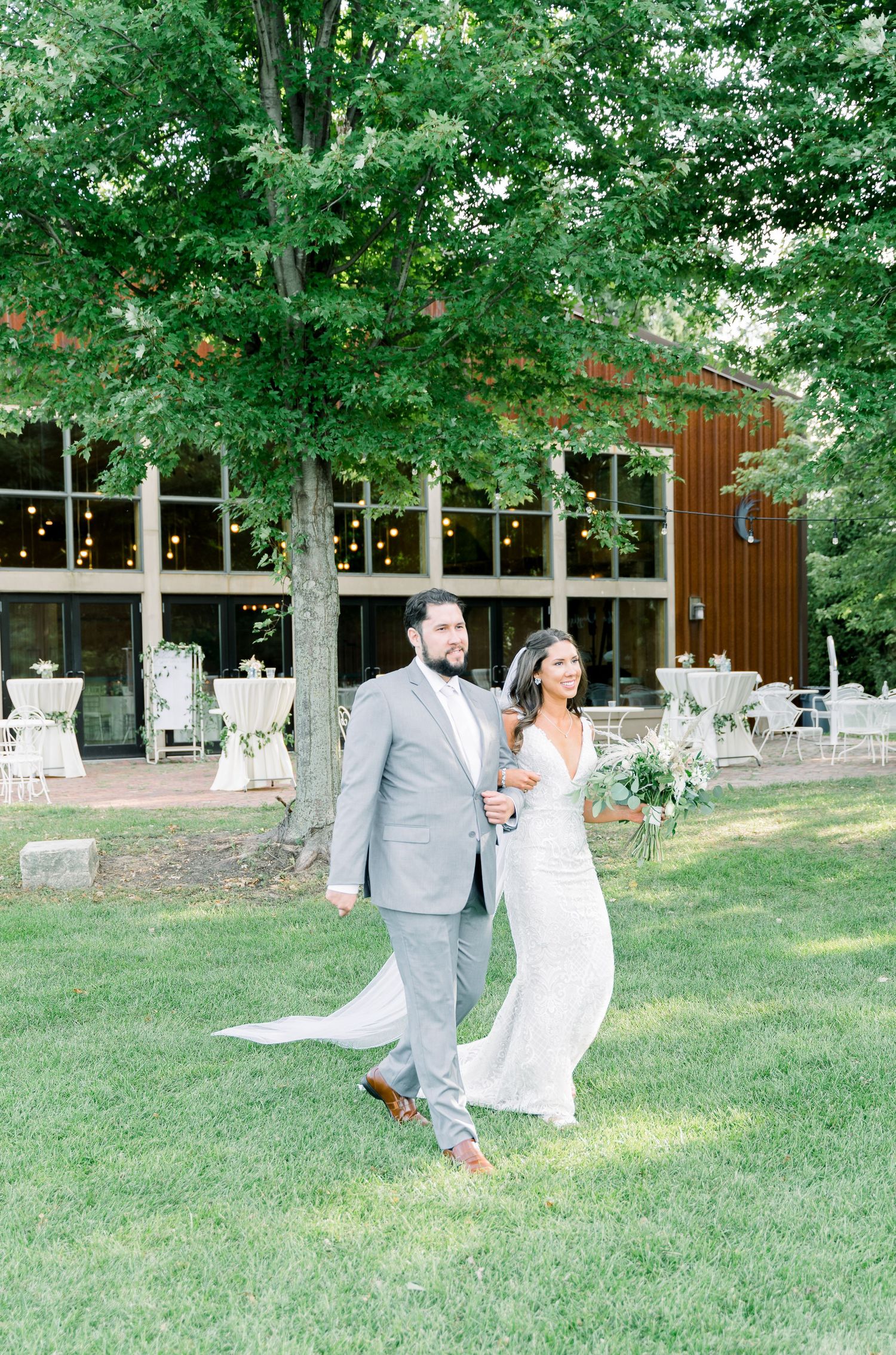 Vineyard photos with white willow events at Prairie Moon Winery wedding in Ames, Iowa