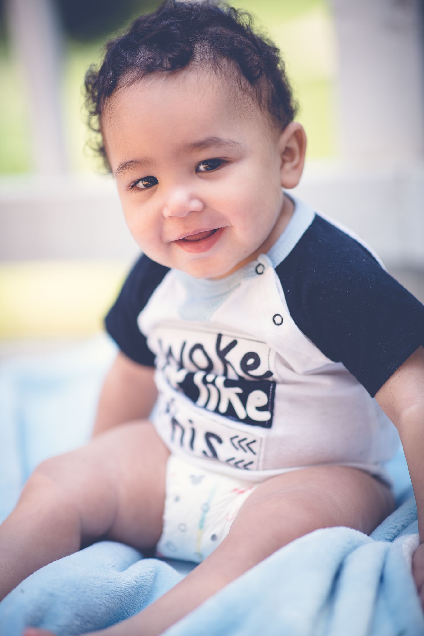 portrait of adorable baby boy smiling
