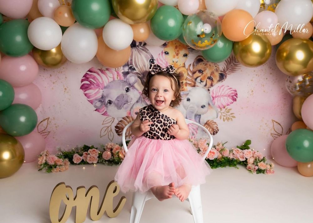 girly safari cake smash