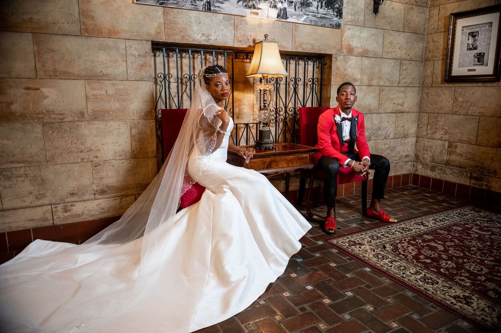 Bride and groom under sparklers exit in St. Augustine, Florida