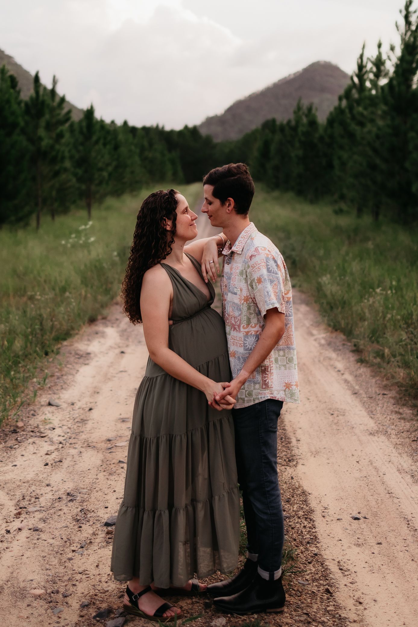 Maternity Photography Photoshoot with beautiful couple, husband and wife, 38 weeks pregnant at the Glass House Mountains