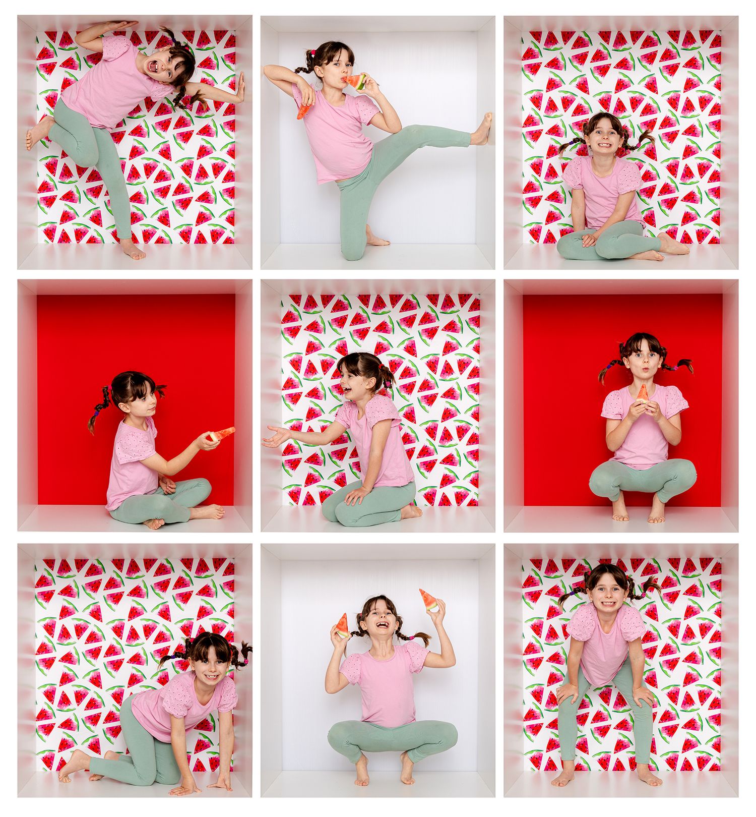 Colorful block letters spell out OLIVER on white floor while someone gives thumbs up in casual clothes against wall.