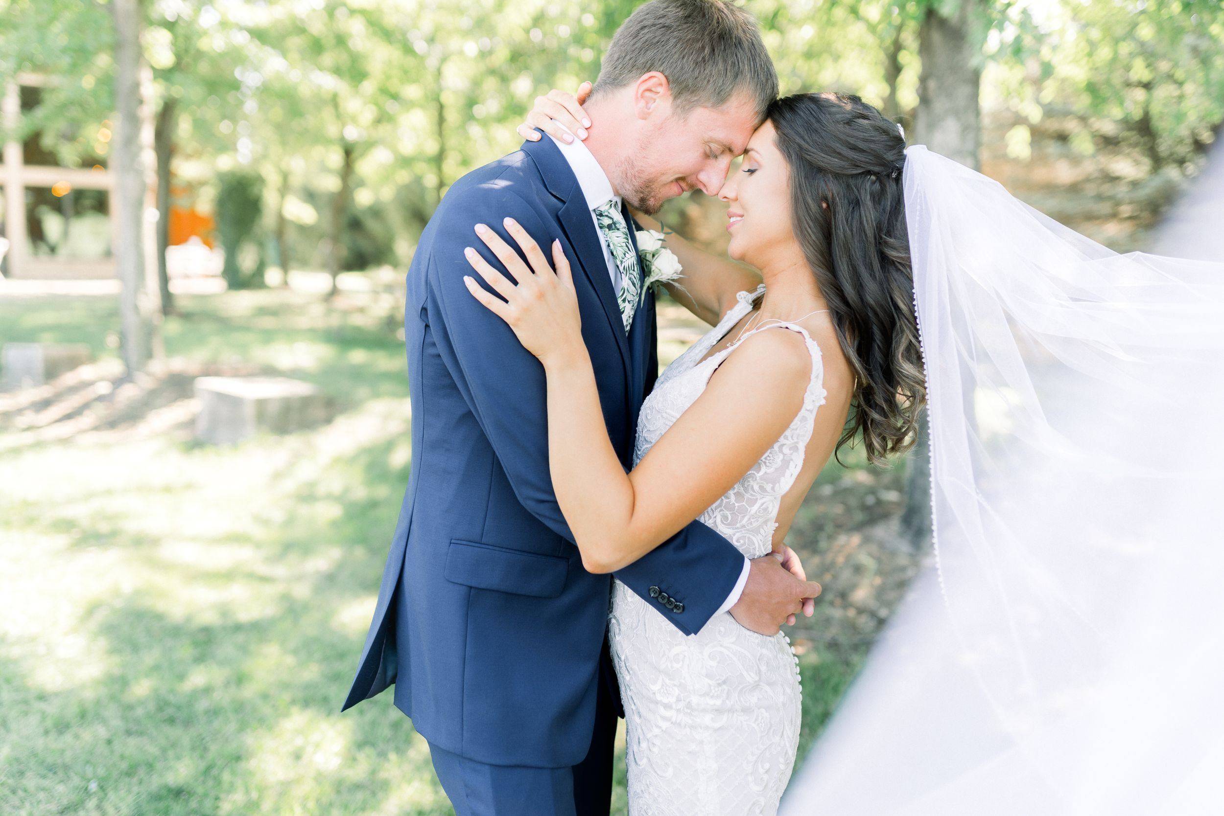 Veil wedding photos with white willow events at Prairie Moon Winery wedding in Ames, Iowa