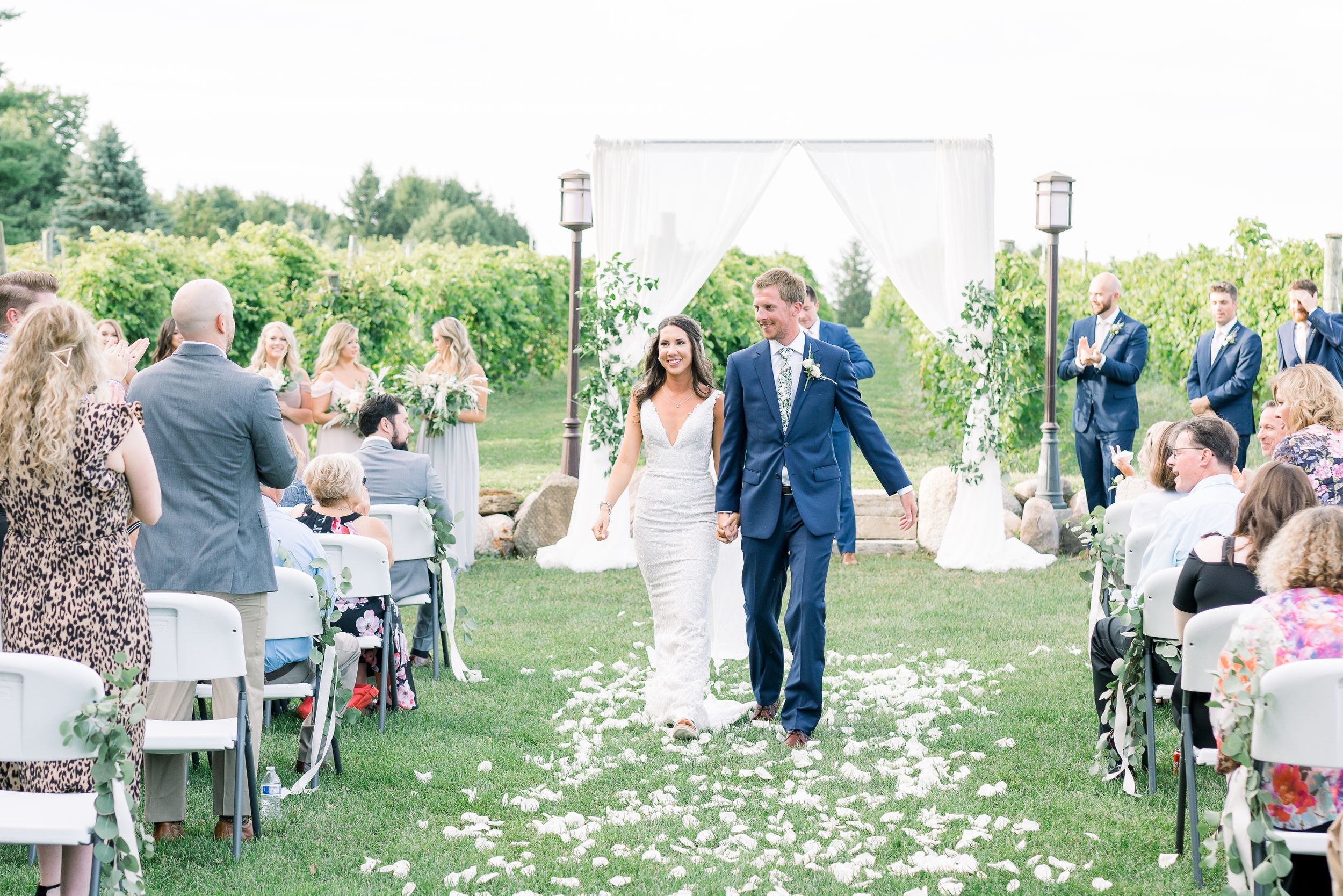Vineyard photos with white willow events at Prairie Moon Winery wedding in Ames, Iowa